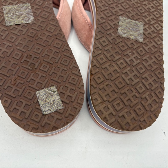 Tory Burch 70s Style Platform Flip Flops Sandals Sz 13 Pink Blush Suede - Picture 10 of 11